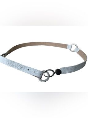 Anthropologie White Low Ride Boho Hip Belt Silver Circle Buckle Women's  34-38